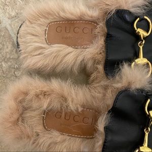 Gucci Princetown Leather Fur Lined Mules